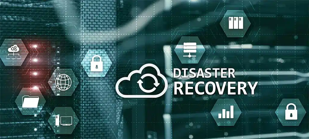 Disaster recovery solutions must include maintaining ransomware infection artifacts, engaging security teams, and consulting federal law enforcement to ensure business continuity and protect critical business functions.